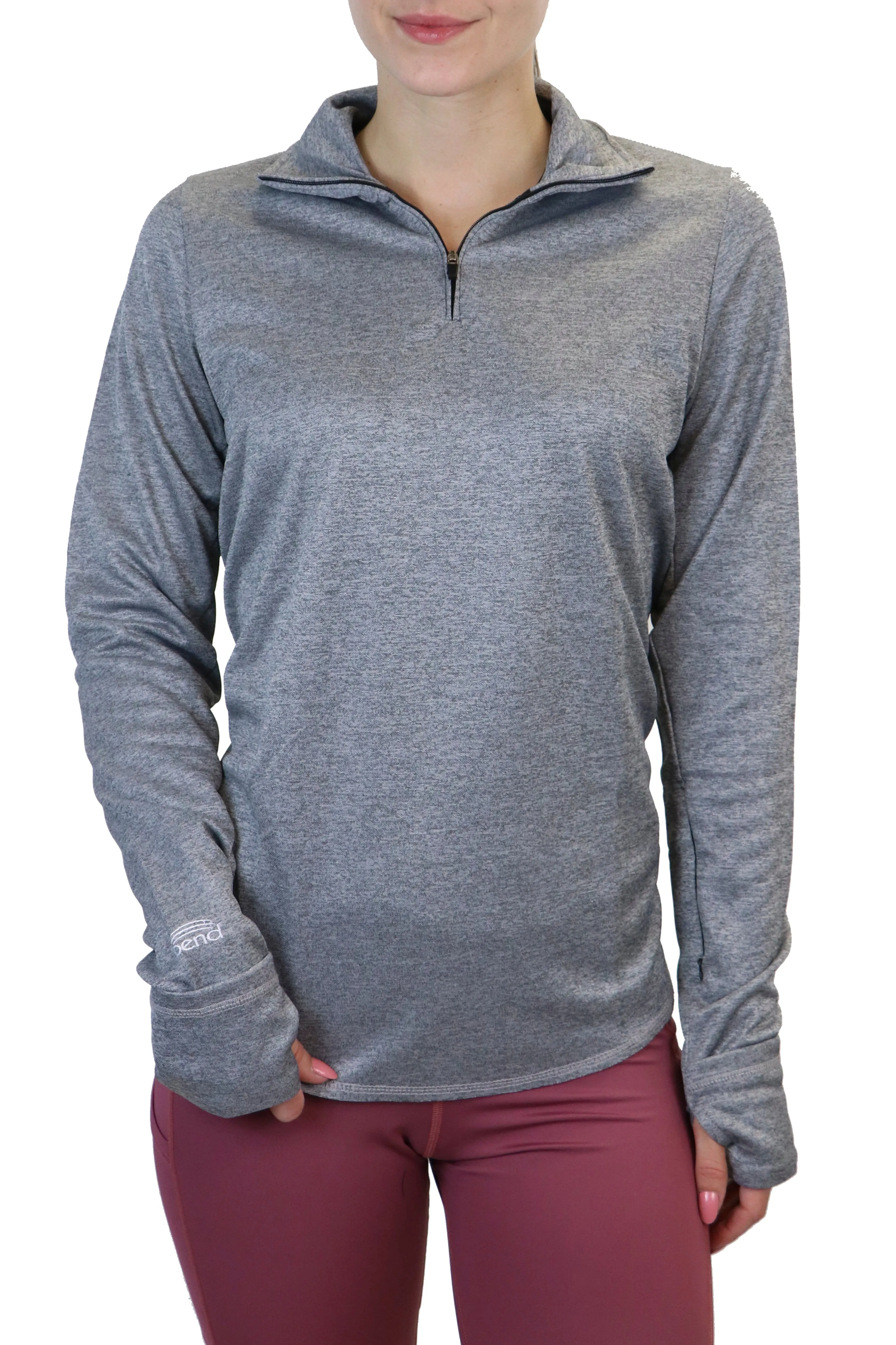 4205 - "Fold Over Cuff" 1/4 Zip Pullover/ Heather Grey - FINAL SALE