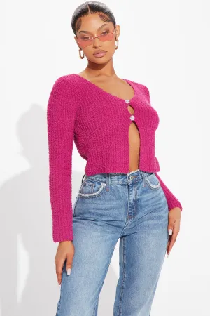All That Glitz Cardigan - Fuchsia