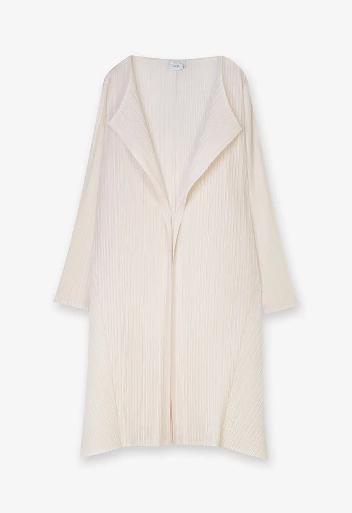Choice Solid Pleated Long Cardigan Stone