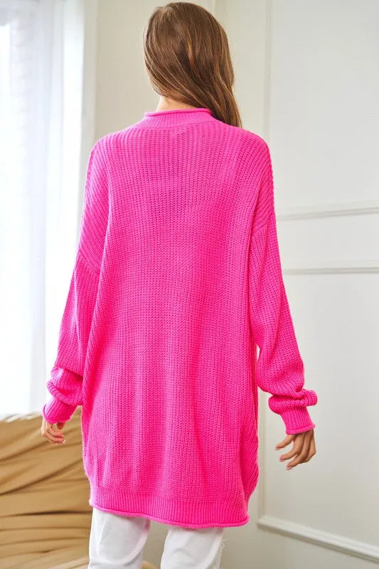 DAVI & DANI Solid Mock Neck Long Sleeve Knit Sweater