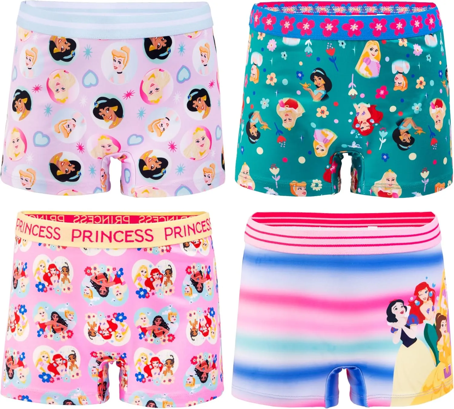 Disney Girls' Princess Panty Multipacks with Favorites Cinderella, Belle, Ariel and More in Sizes 2/3t, 4t, 4, 6, 8