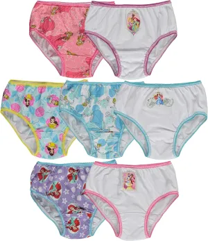Disney Girls' Princess Panty Multipacks with Favorites Cinderella, Belle, Ariel and More in Sizes 2/3t, 4t, 4, 6, 8