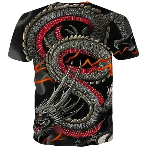 Dragon T-shirt Men Animal Shirt Print Cartoon Tshirt Anime Flame T shirts Funny Hip Hop Tshirts Casual Short Sleeve Hip hop