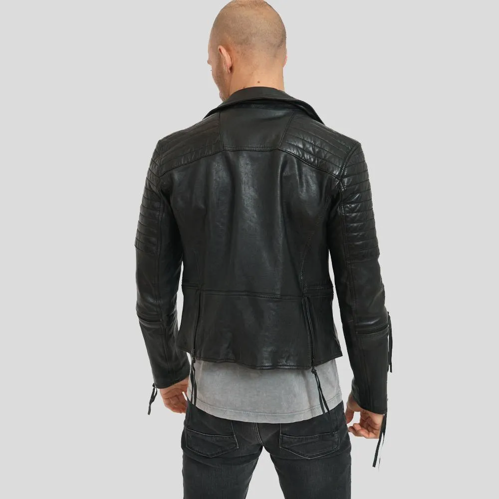Dylan Black Motorcycle Leather Jacket for Men