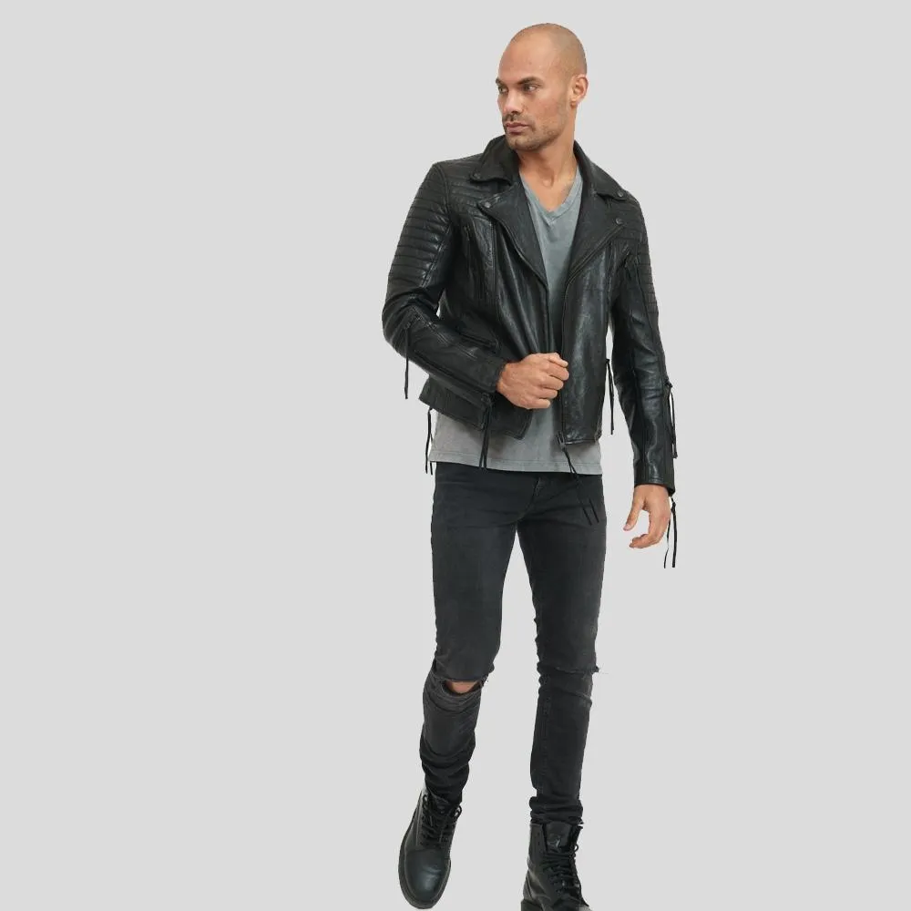 Dylan Black Motorcycle Leather Jacket for Men