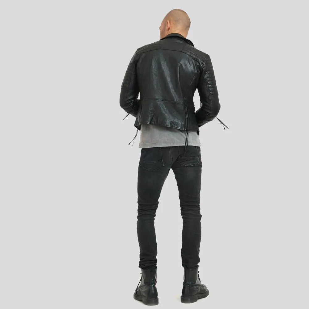 Dylan Black Motorcycle Leather Jacket for Men