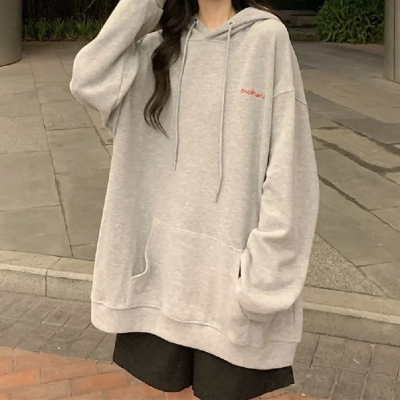 Fashionkova  Korean Fashion Black Oversize Hoodie Women Harajuku Thin Basic Solid Sweatshirts Long Sleeve Top Grey Pullover Clothing