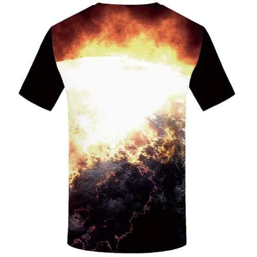 Flame T-shirt Men Galaxy Space Shirt Print Earth Tshirts Casual World Map T-shirts 3d War Tshirts Novelty Short Sleeve Fashion