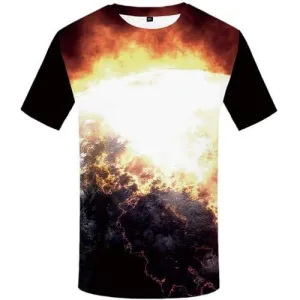 Flame T-shirt Men Galaxy Space Shirt Print Earth Tshirts Casual World Map T-shirts 3d War Tshirts Novelty Short Sleeve Fashion