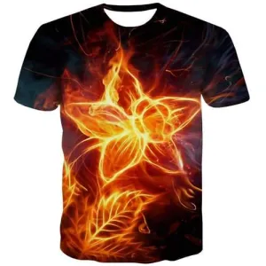 Flower T shirts Men Geometric T-shirts Graphic Abstract Tshirts Casual Flame Tshirts Novelty Galaxy Space Tshirt Printed