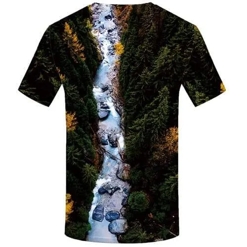 Forest T shirts Men Harajuku Tshirts Casual Cartoon Tshirts Cool Refraction Tshirts Novelty Gothic Tshirt Printed Short Sleeve