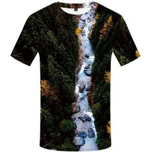 Forest T shirts Men Harajuku Tshirts Casual Cartoon Tshirts Cool Refraction Tshirts Novelty Gothic Tshirt Printed Short Sleeve