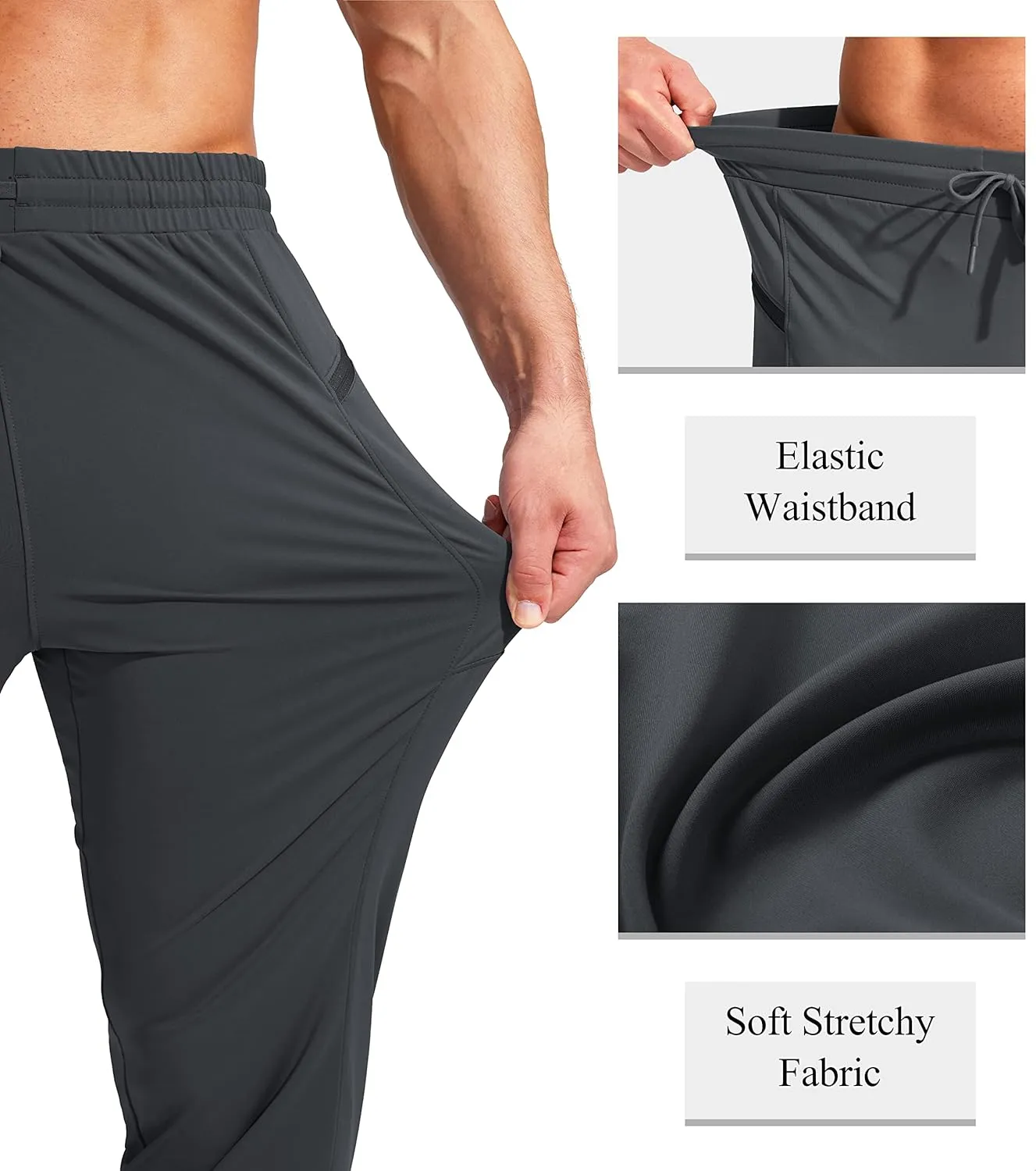 G Gradual Men's Joggers Pants with Zipper Pockets Stretch Athletic Sweatpants for Men Workout Jogging Running