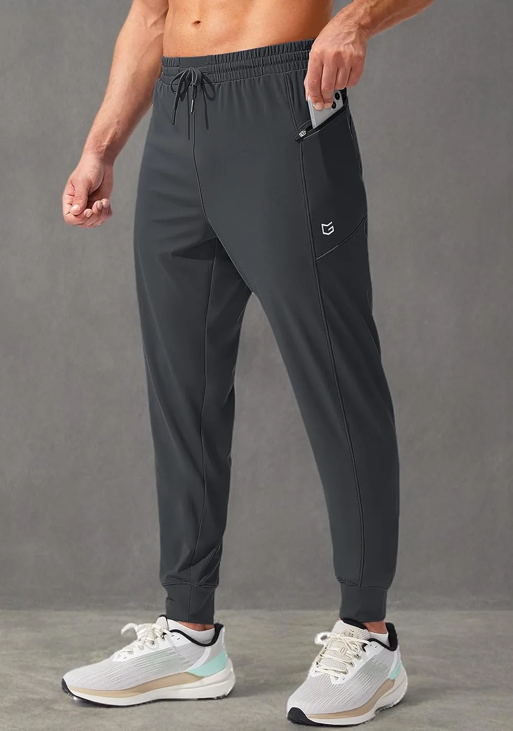 G Gradual Men's Joggers Pants with Zipper Pockets Stretch Athletic Sweatpants for Men Workout Jogging Running