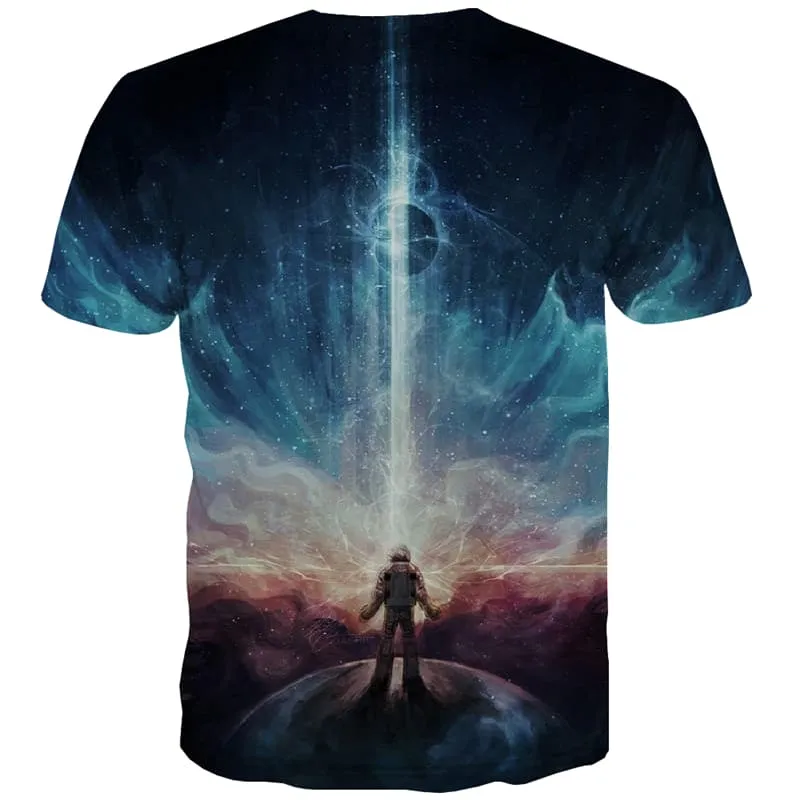 Galaxy T-shirt Men Nebula T shirts Funny Space Tshirts Casual Aurora Tshirt Printed