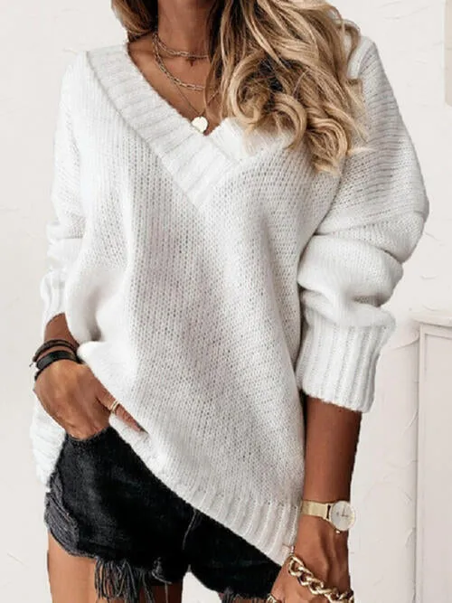 Hadley Deep V-Neck Long Sleeve Knit Top