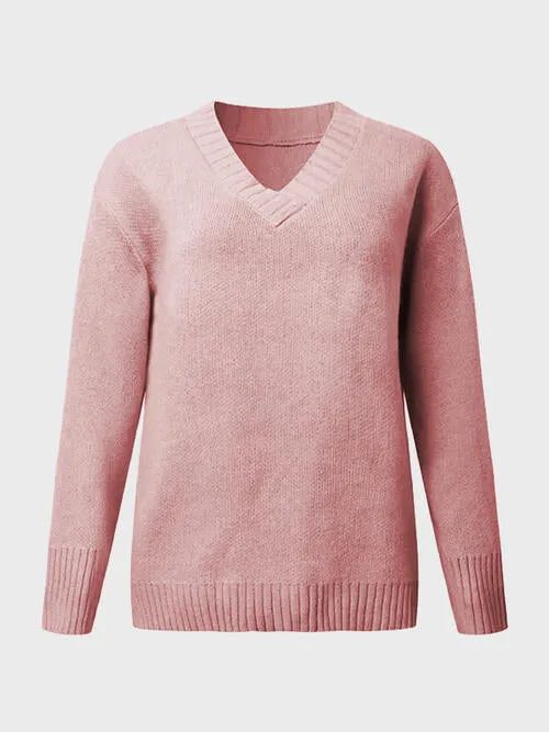 Hadley Deep V-Neck Long Sleeve Knit Top