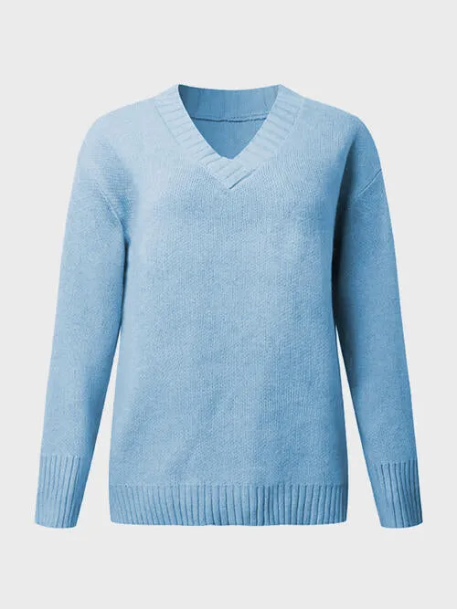 Hadley Deep V-Neck Long Sleeve Knit Top