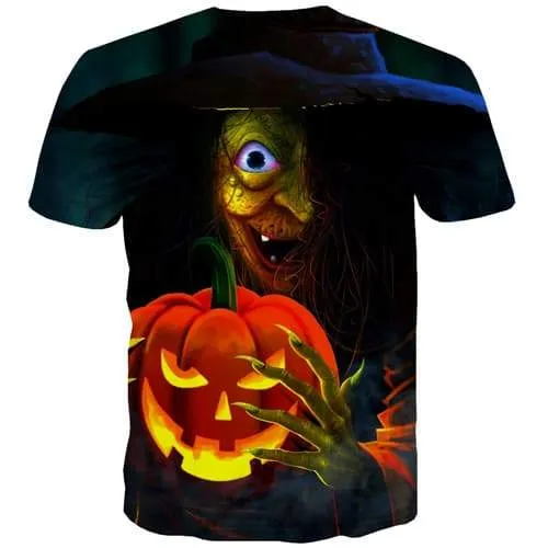 Halloween T-shirt Men Pumpkin Tshirts Casual Witch Tshirts Novelty Punk Tshirts Cool Gothic T shirts Funny Short Sleeve Fashion