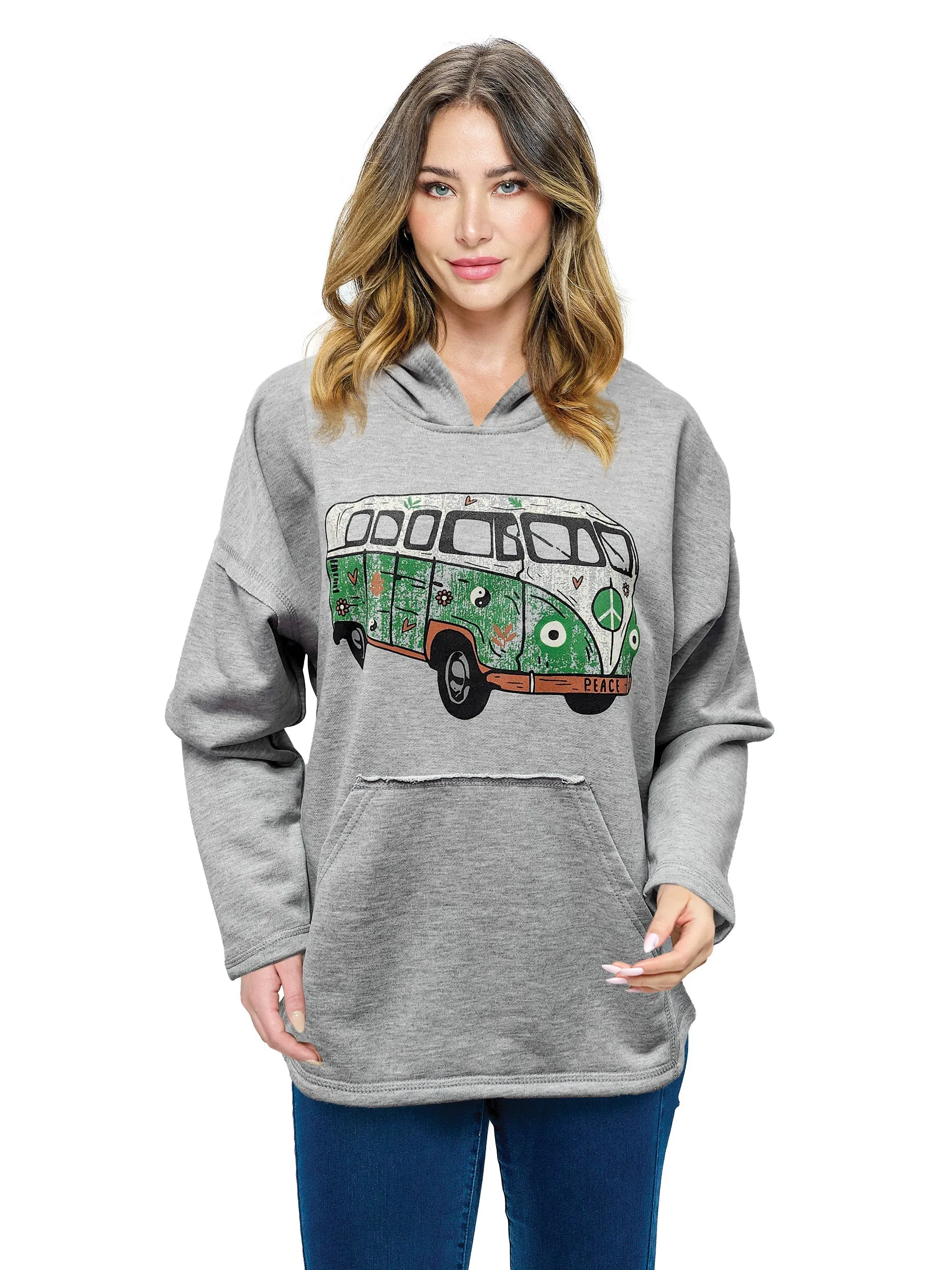 Hoodie Boho Van Life Peace Love Print