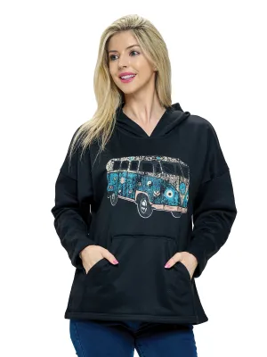 Hoodie Boho Van Life Peace Love Print