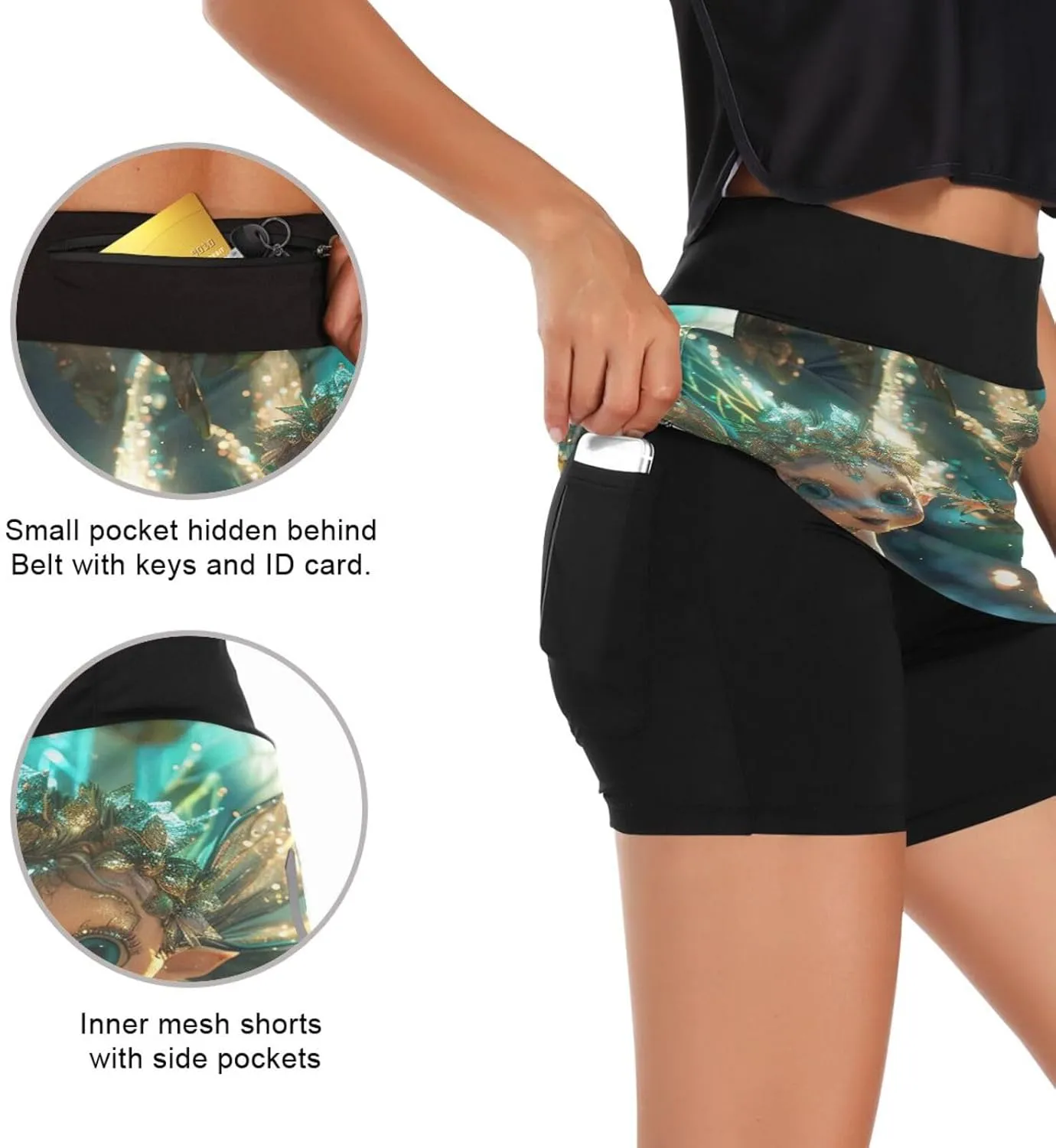 Joisal Mini Skorts for Women with Pockets High Waisted Mini Skirt for Running Tennis Golf Workout