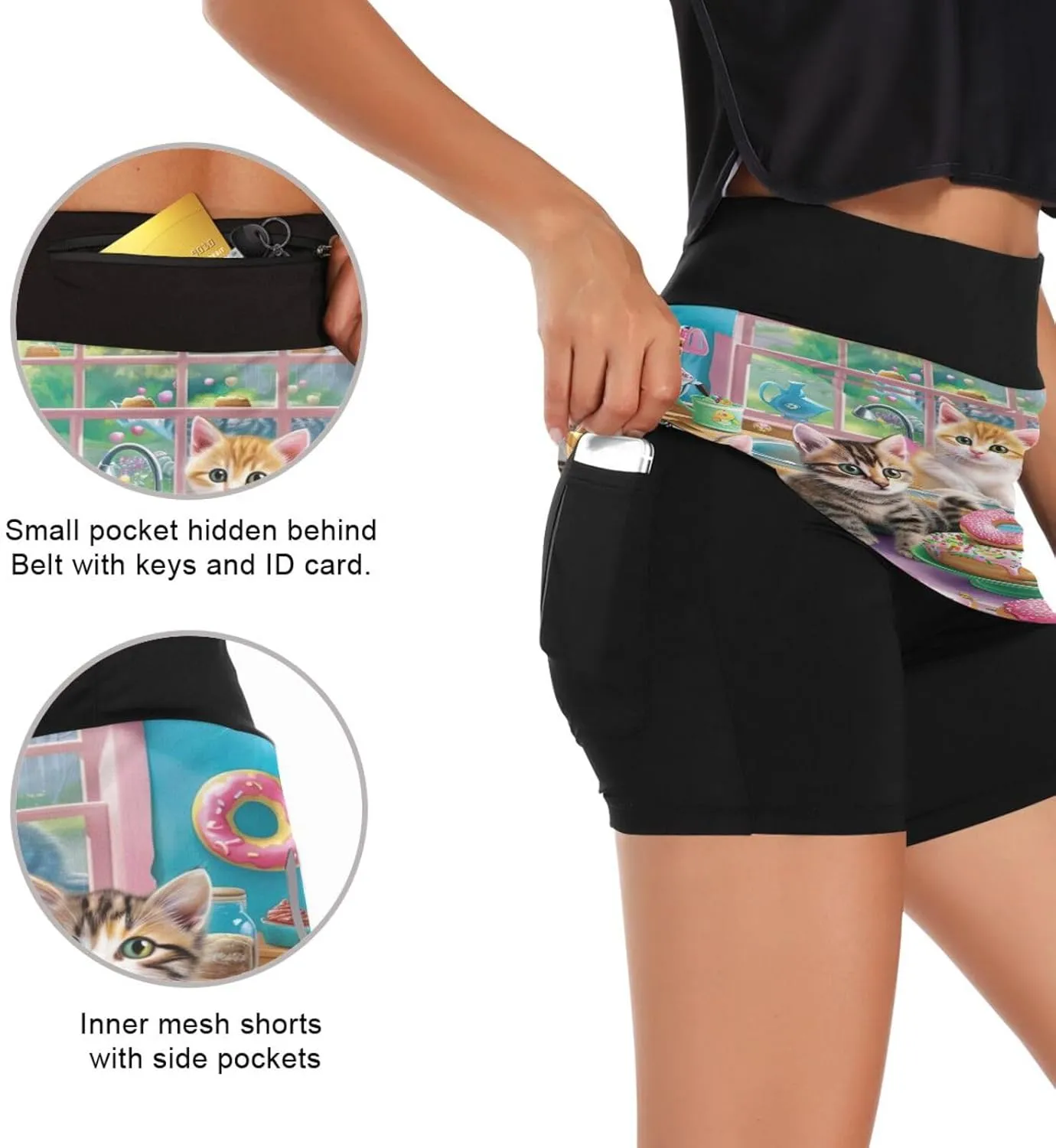 Joisal Mini Skorts for Women with Pockets High Waisted Mini Skirt for Running Tennis Golf Workout