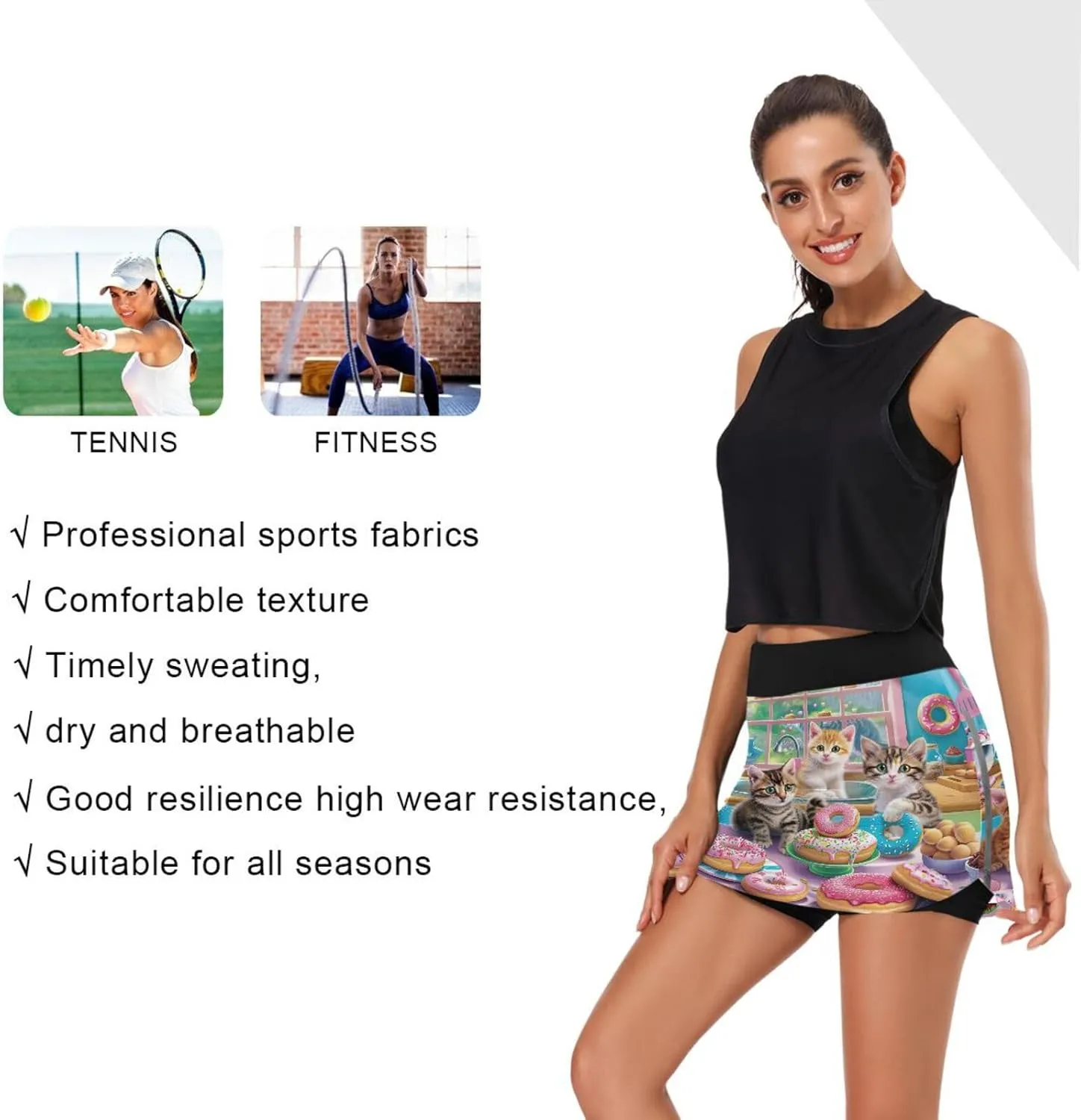 Joisal Mini Skorts for Women with Pockets High Waisted Mini Skirt for Running Tennis Golf Workout