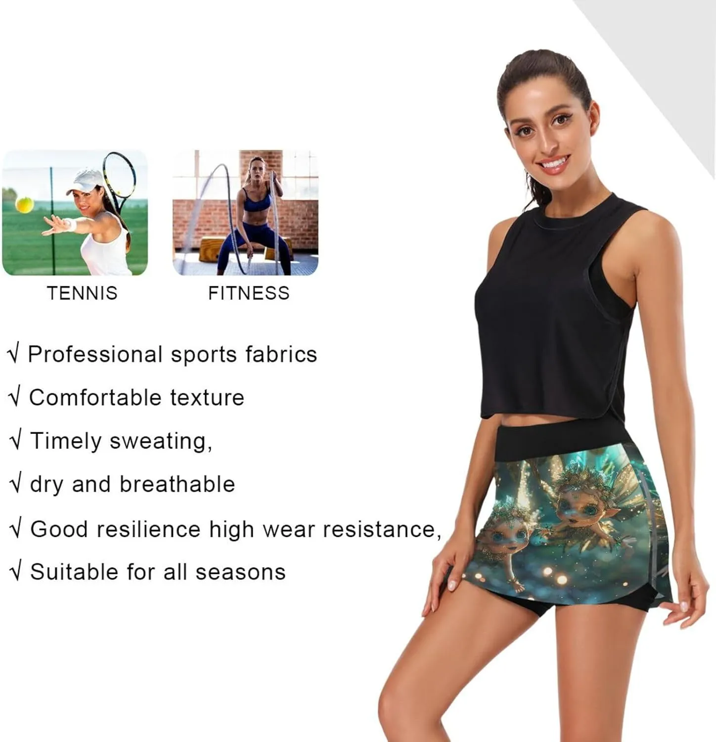 Joisal Mini Skorts for Women with Pockets High Waisted Mini Skirt for Running Tennis Golf Workout