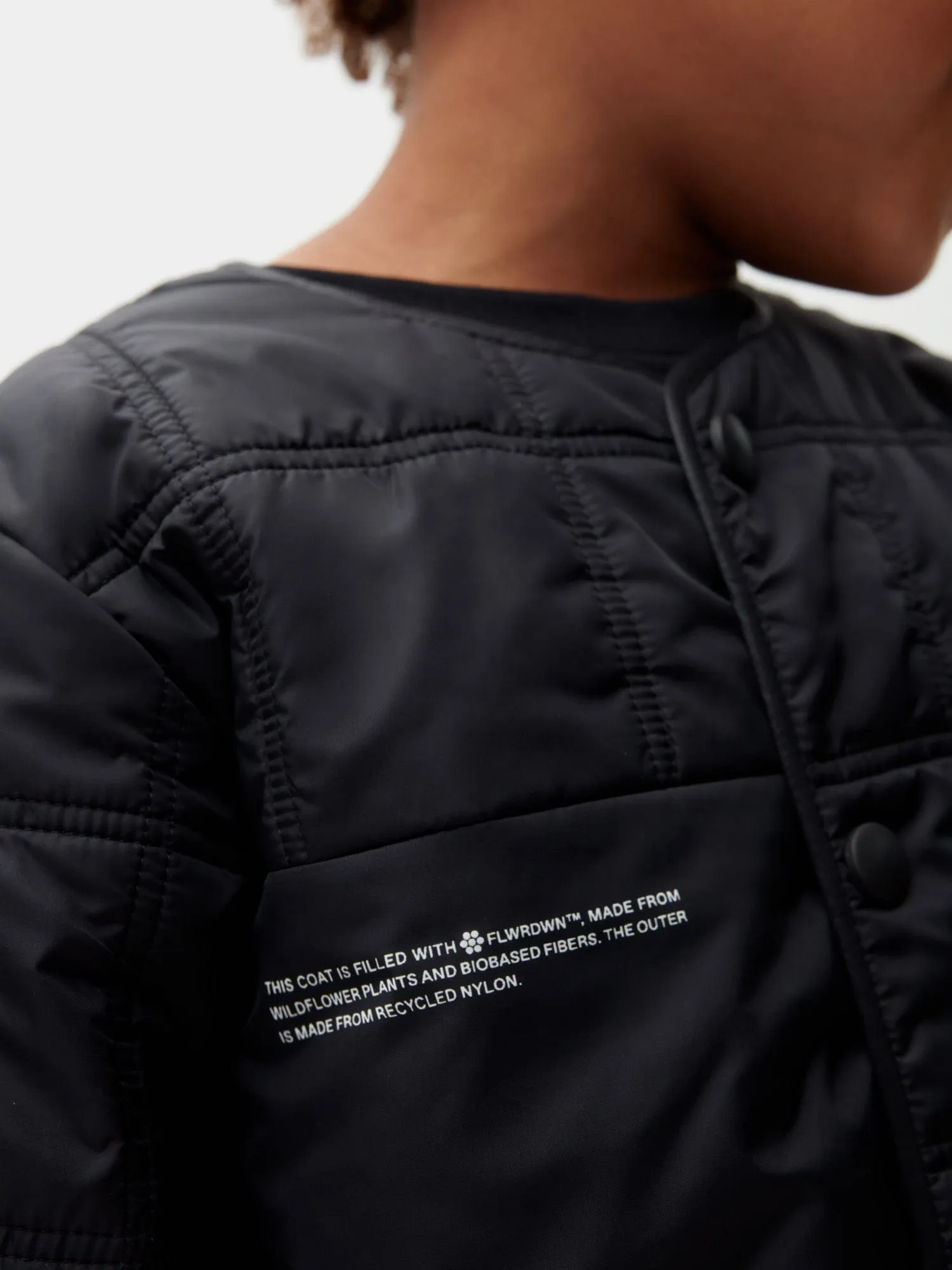 Kid's Flower-Warmth Quilted Collarless Jacketblack