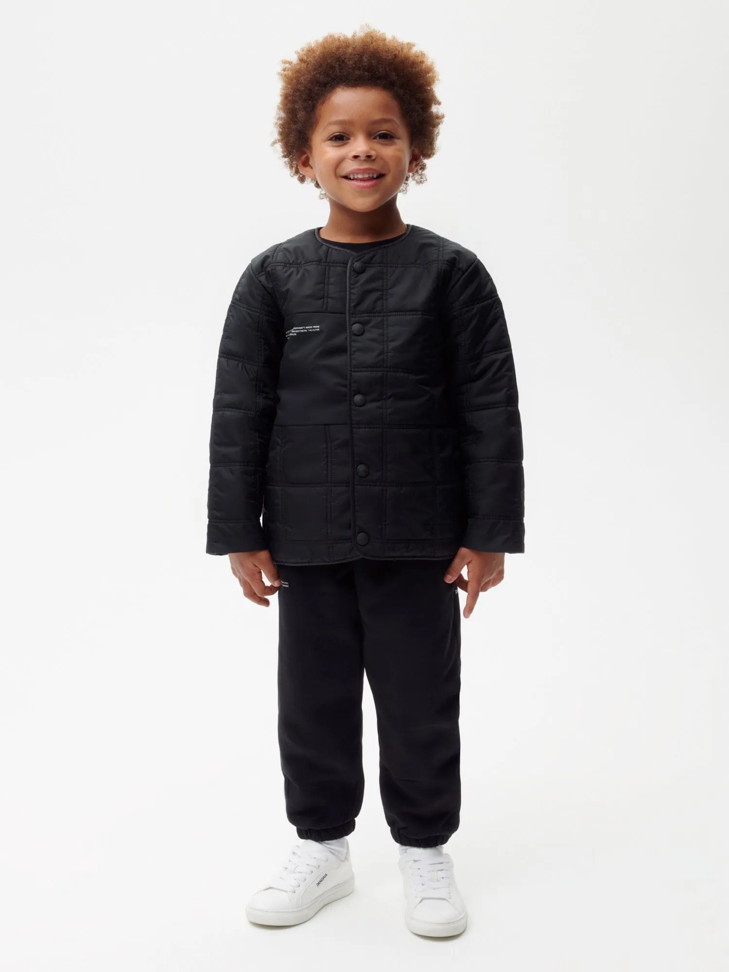 Kid's Flower-Warmth Quilted Collarless Jacketblack