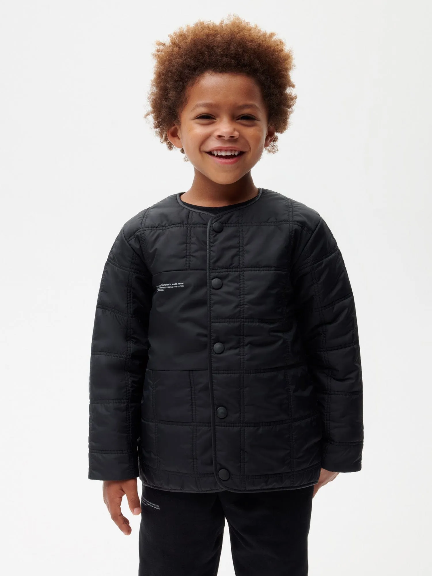 Kid's Flower-Warmth Quilted Collarless Jacketblack