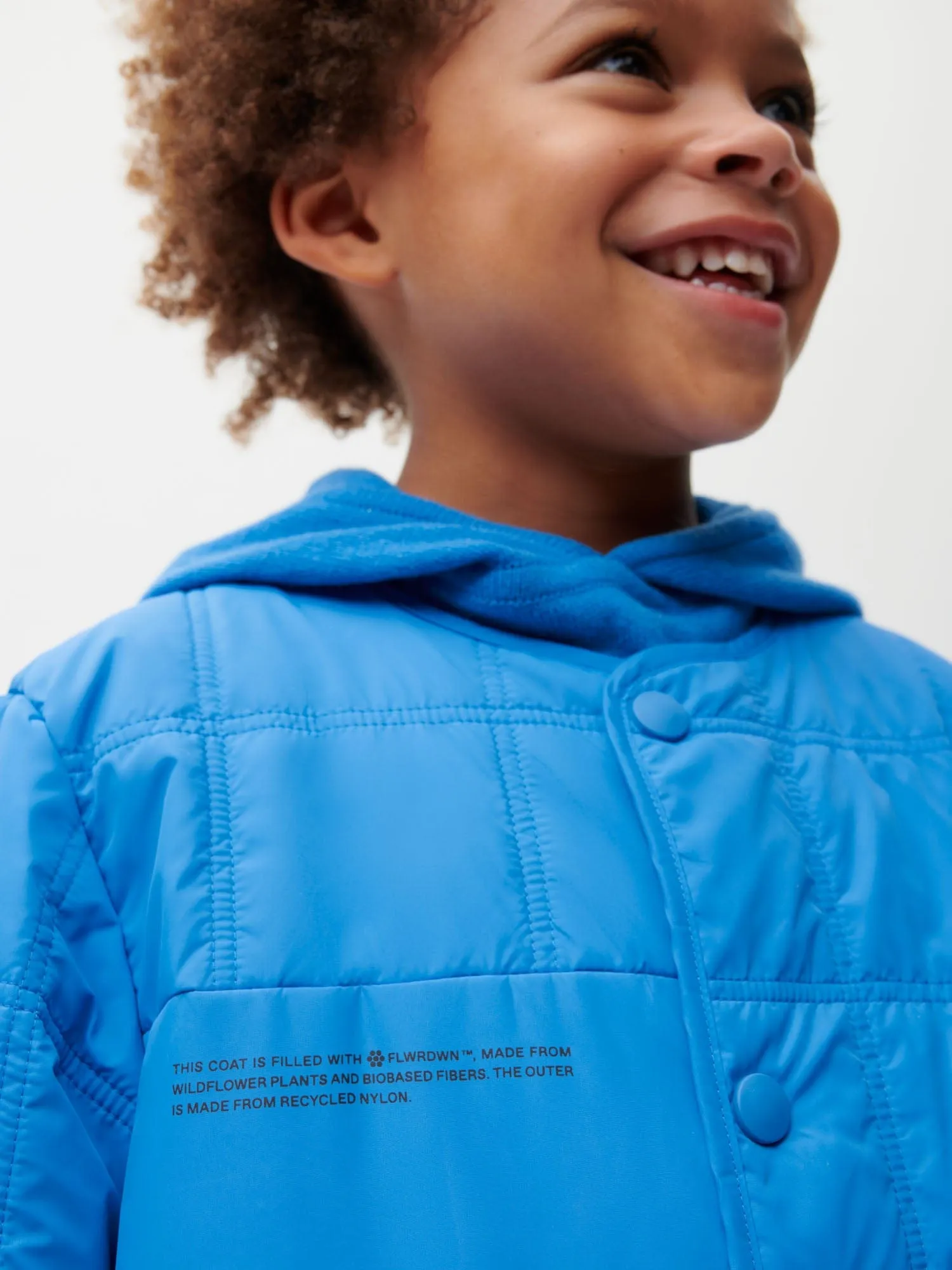 Kids Flower-Warmth Quilted Collarless Jacketcerulean blue