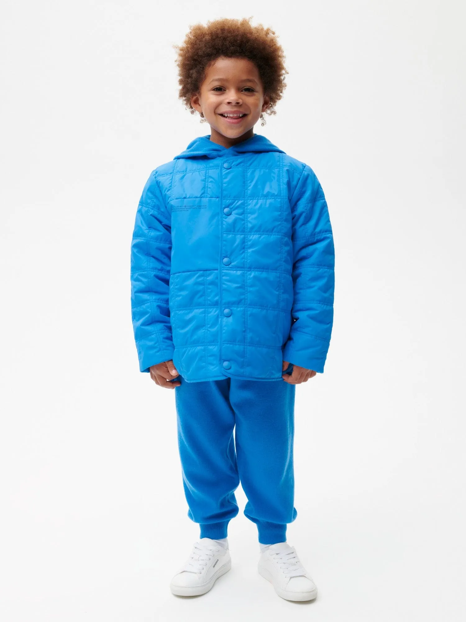 Kids Flower-Warmth Quilted Collarless Jacketcerulean blue