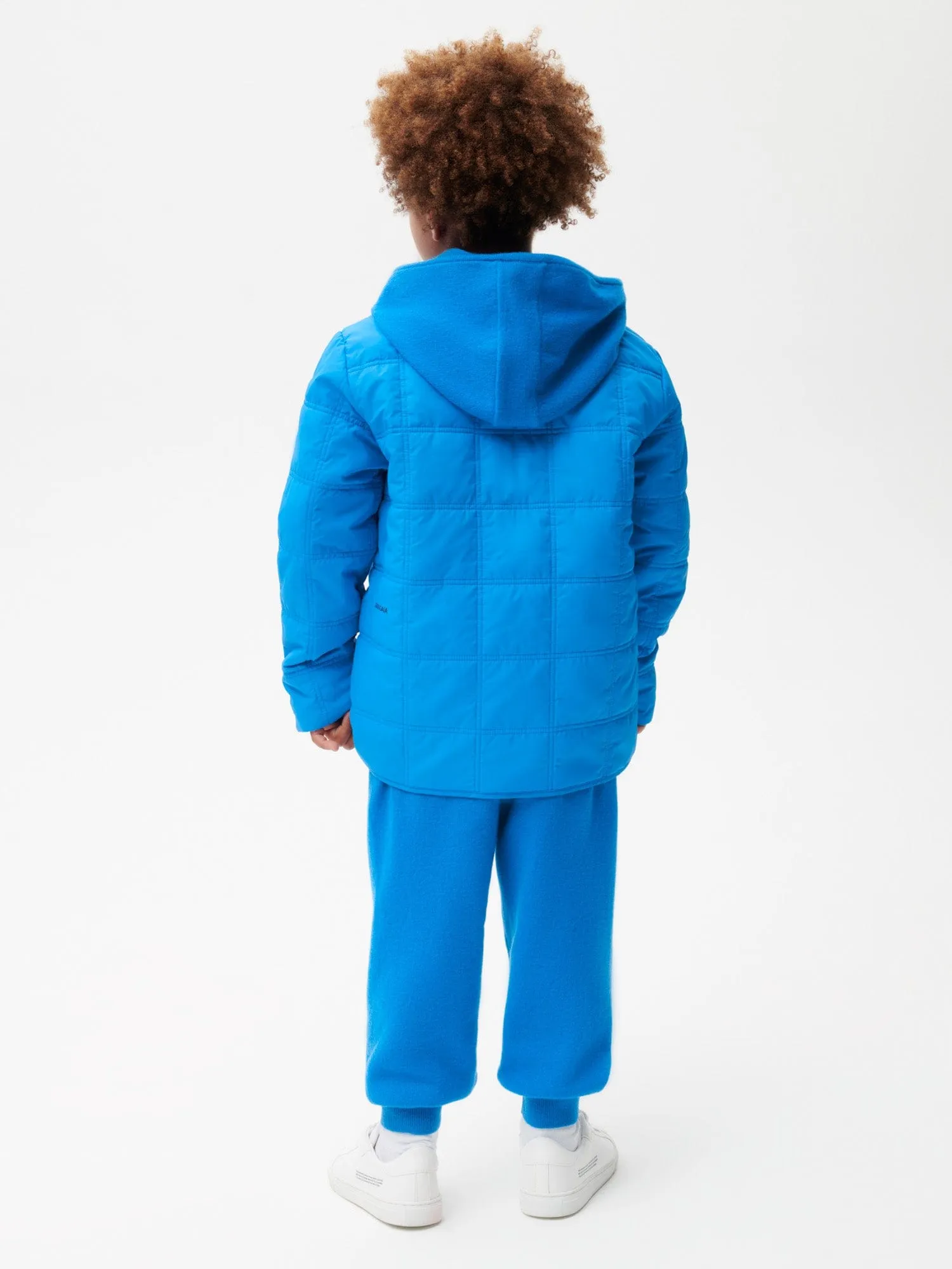 Kids Flower-Warmth Quilted Collarless Jacketcerulean blue