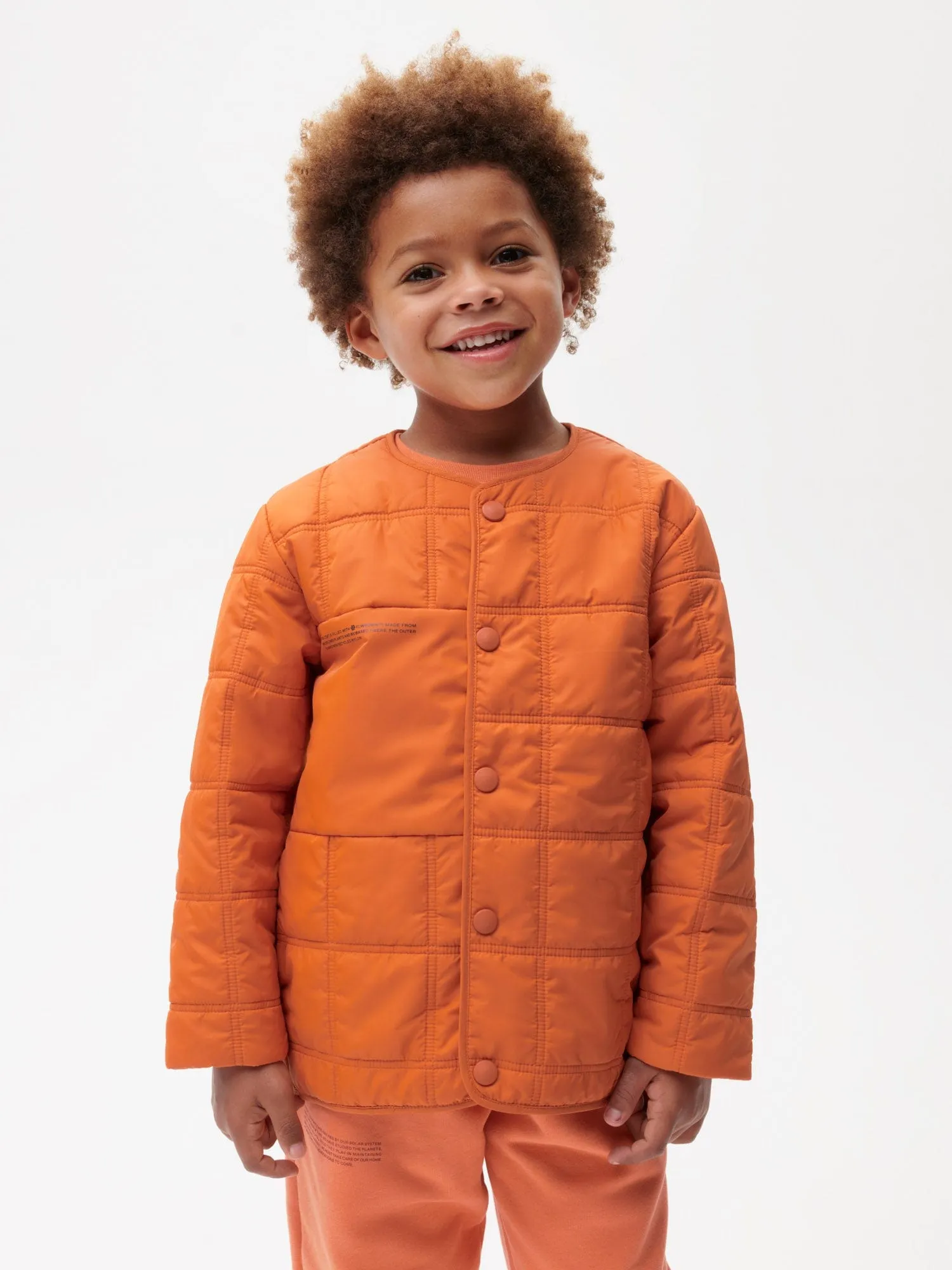 Kids Flower-Warmth Quilted Collarless Jacketcinnamon orange