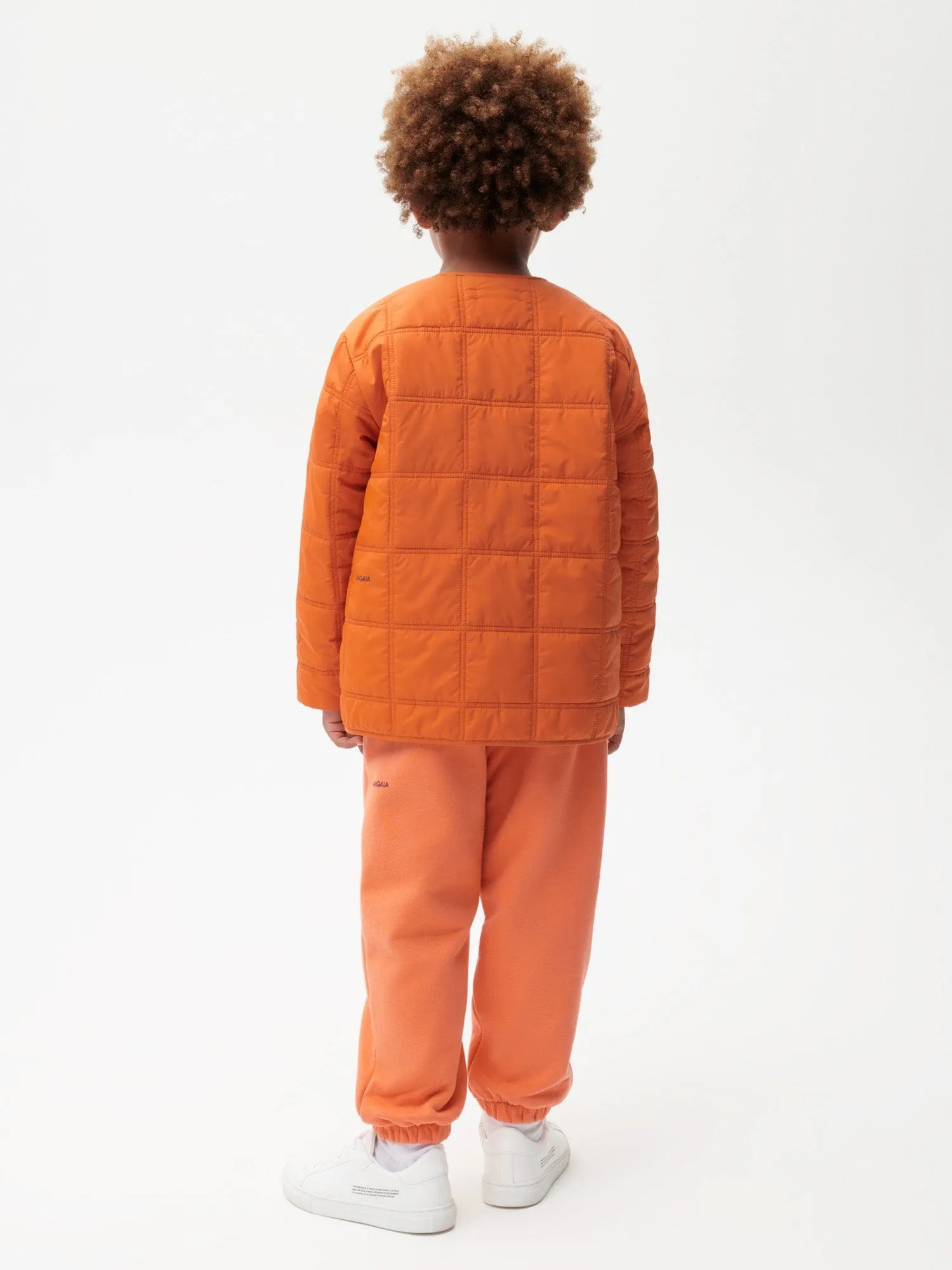Kids Flower-Warmth Quilted Collarless Jacketcinnamon orange
