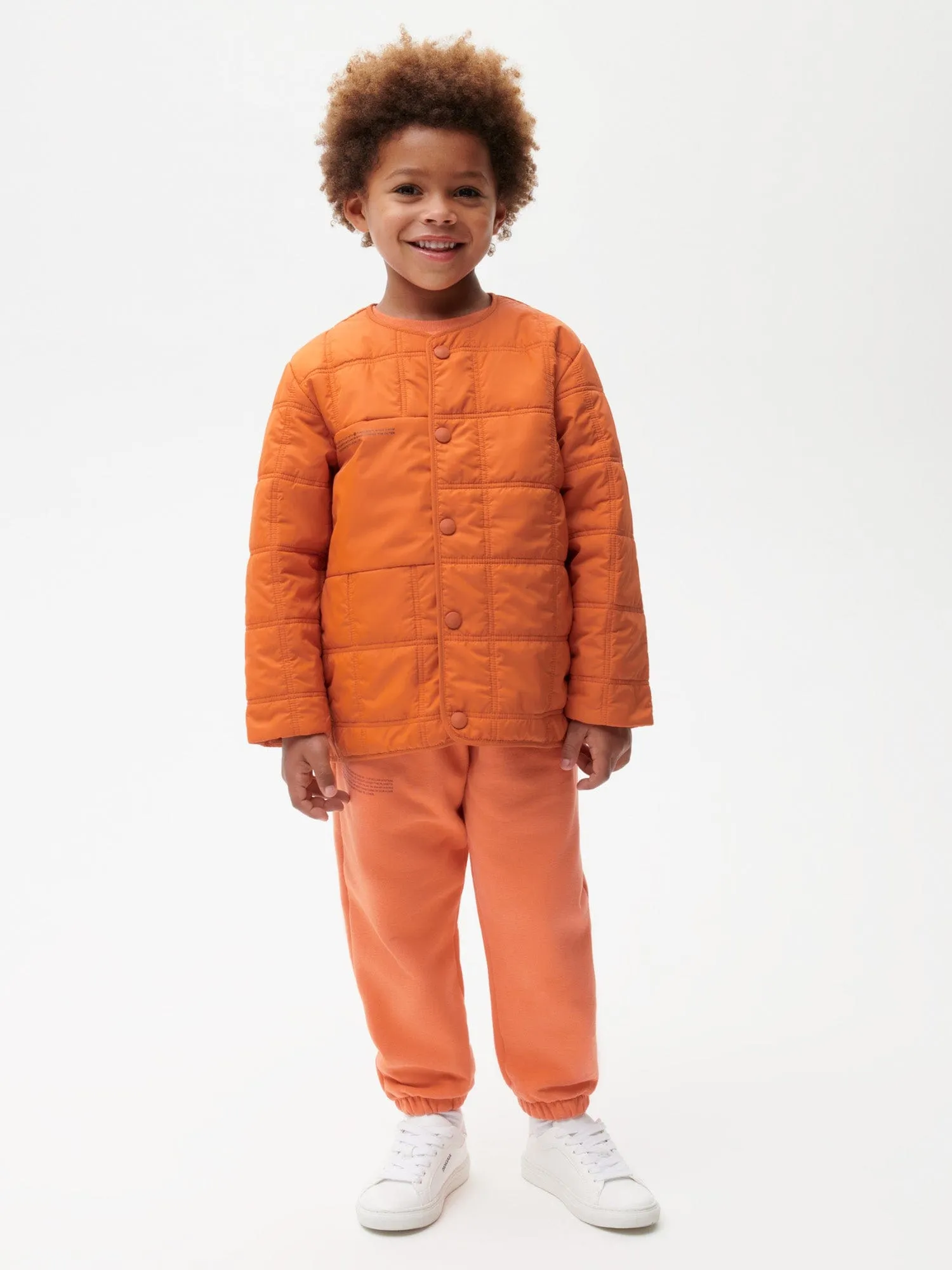 Kids Flower-Warmth Quilted Collarless Jacketcinnamon orange