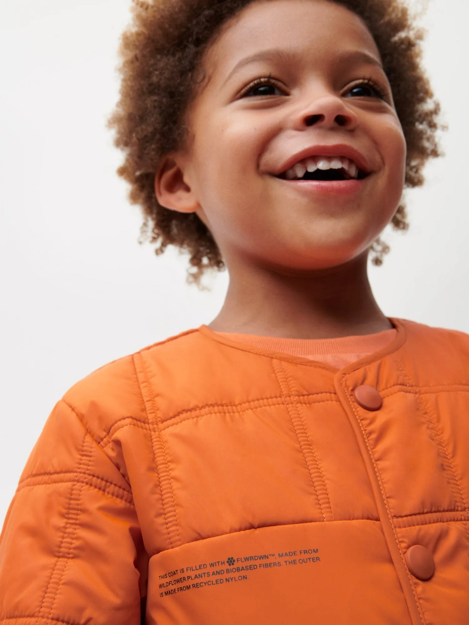 Kids Flower-Warmth Quilted Collarless Jacketcinnamon orange