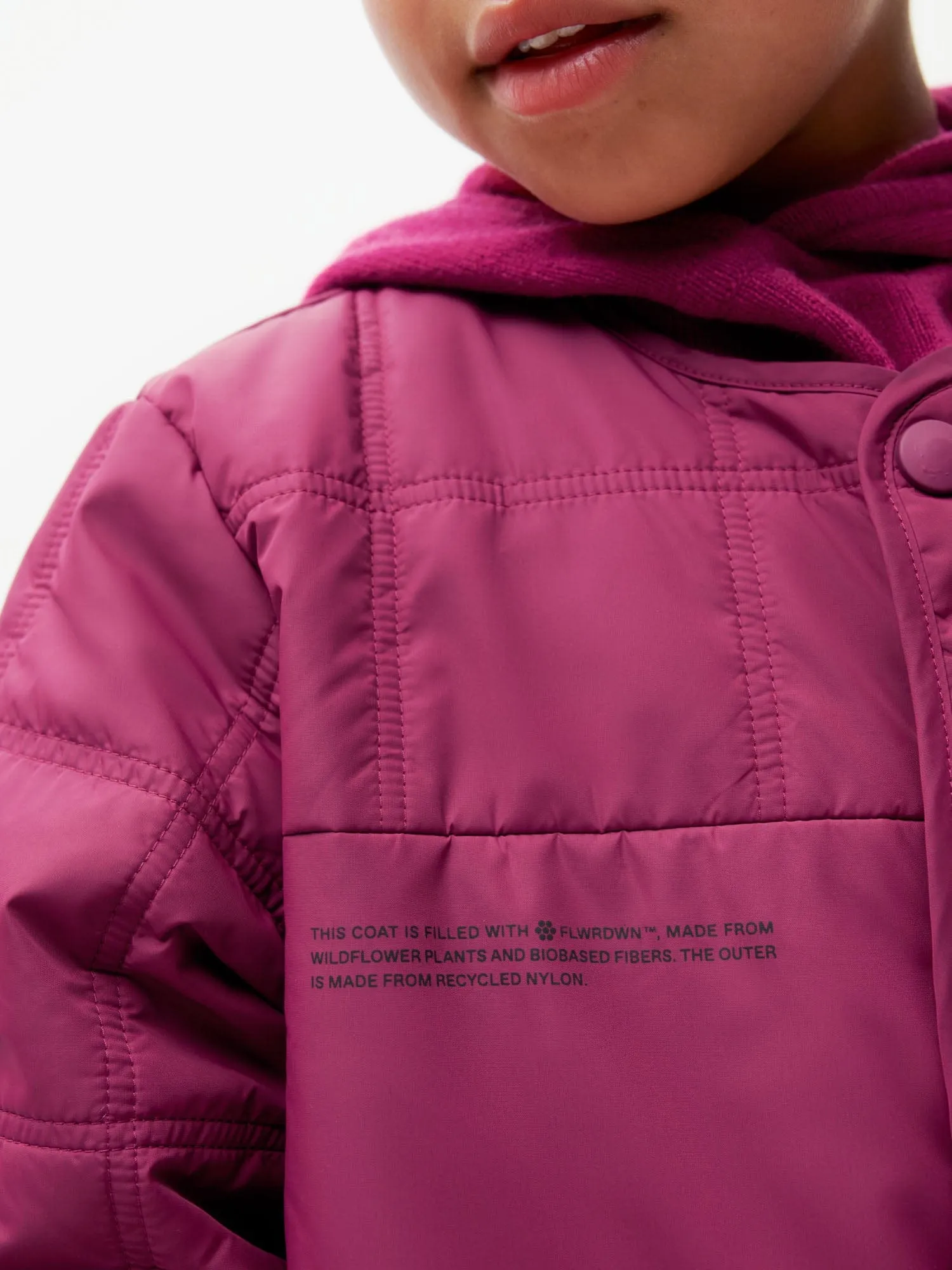 Kids Flower-Warmth Quilted Collarless Jacketplum purple