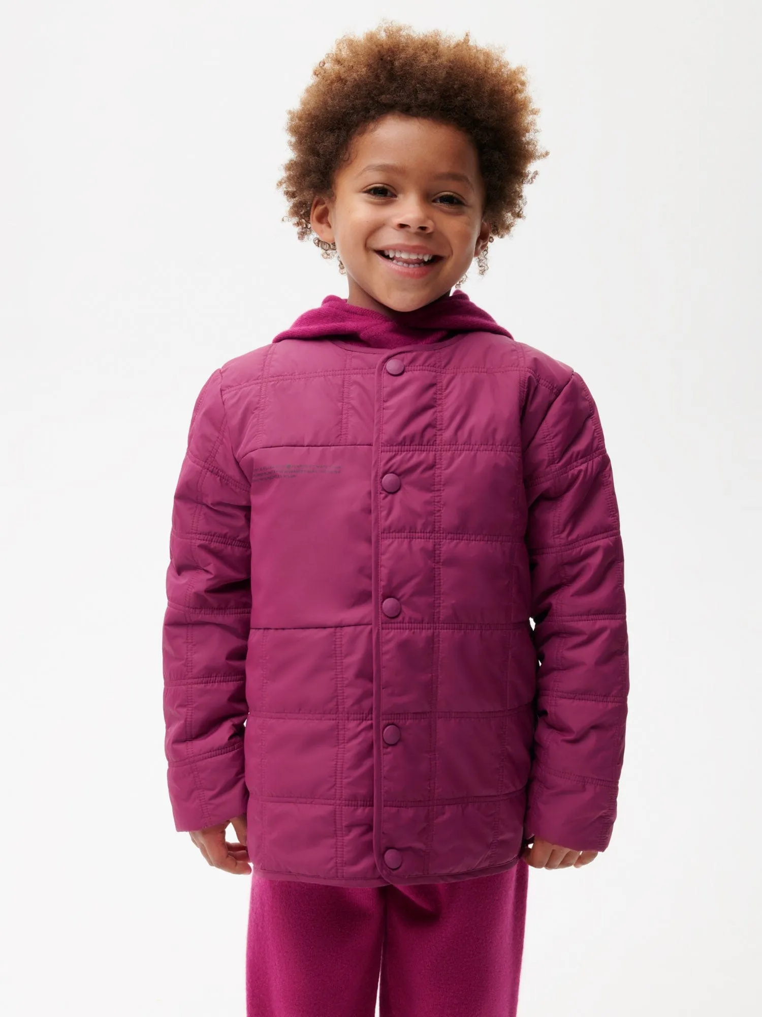 Kids Flower-Warmth Quilted Collarless Jacketplum purple
