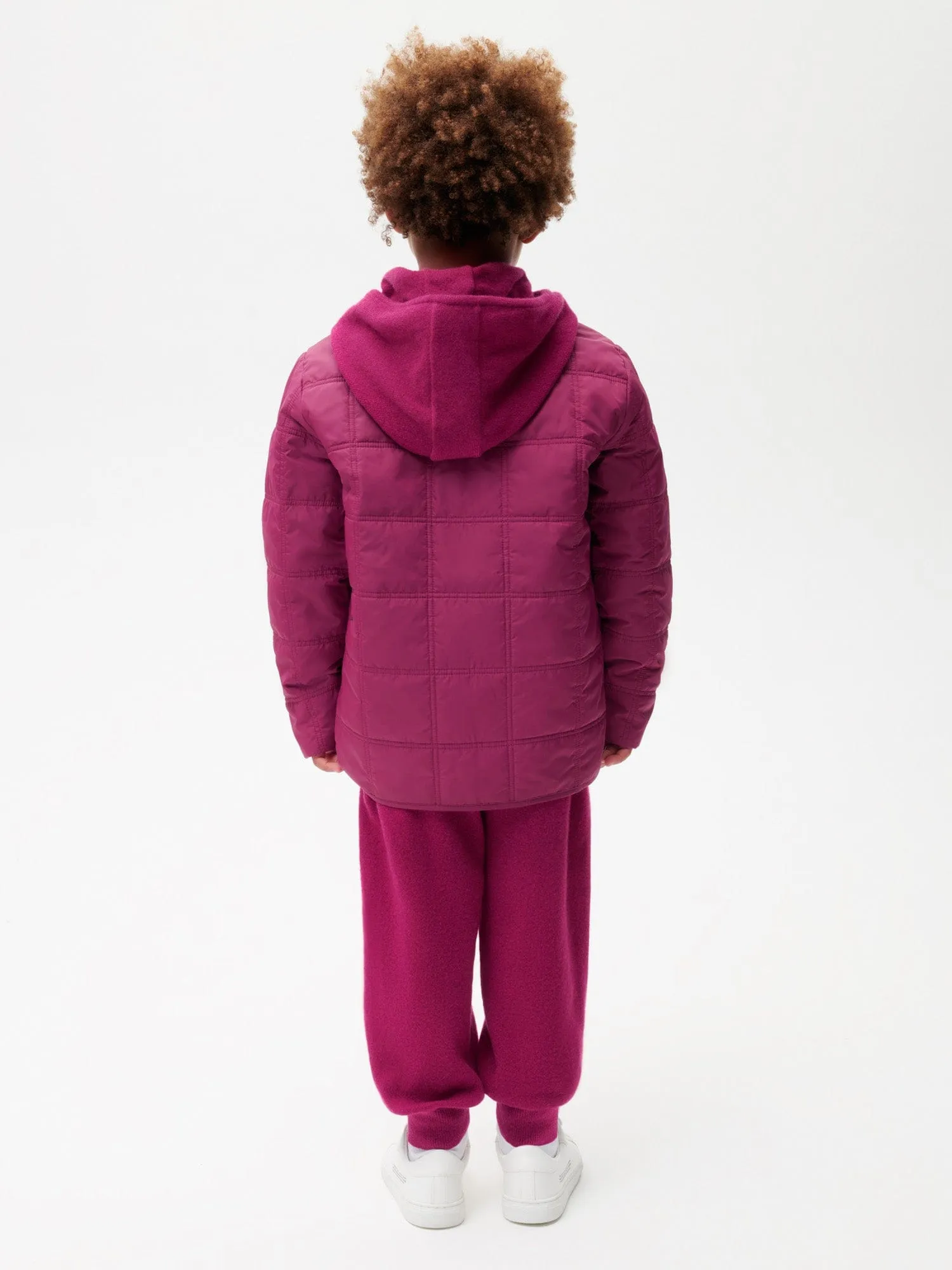 Kids Flower-Warmth Quilted Collarless Jacketplum purple