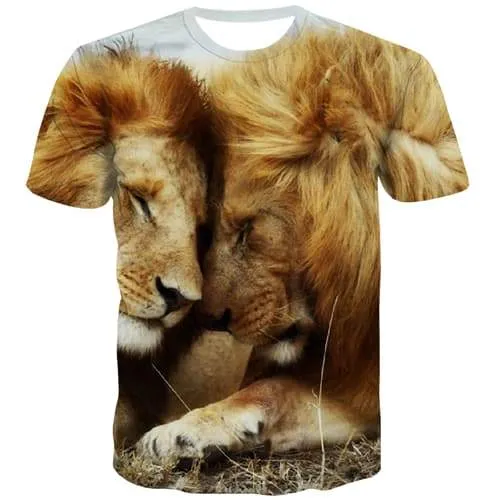 Lion T-shirt Men Animal Tshirt Anime Lovely Tshirt Printed Funny T shirts Funny Street T-shirts 3d Short Sleeve Hip hop Unisex