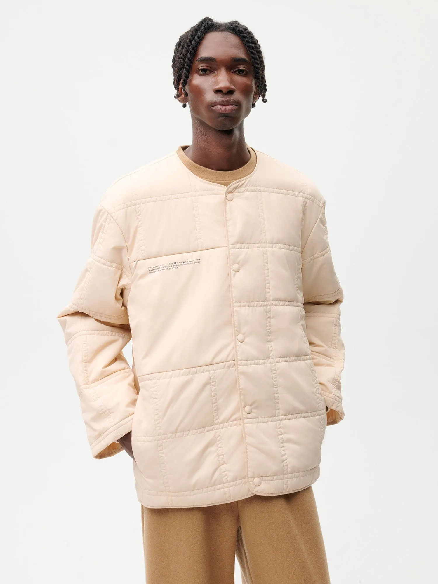Mens Flower-Warmth Quilted Collarless Jacketsand