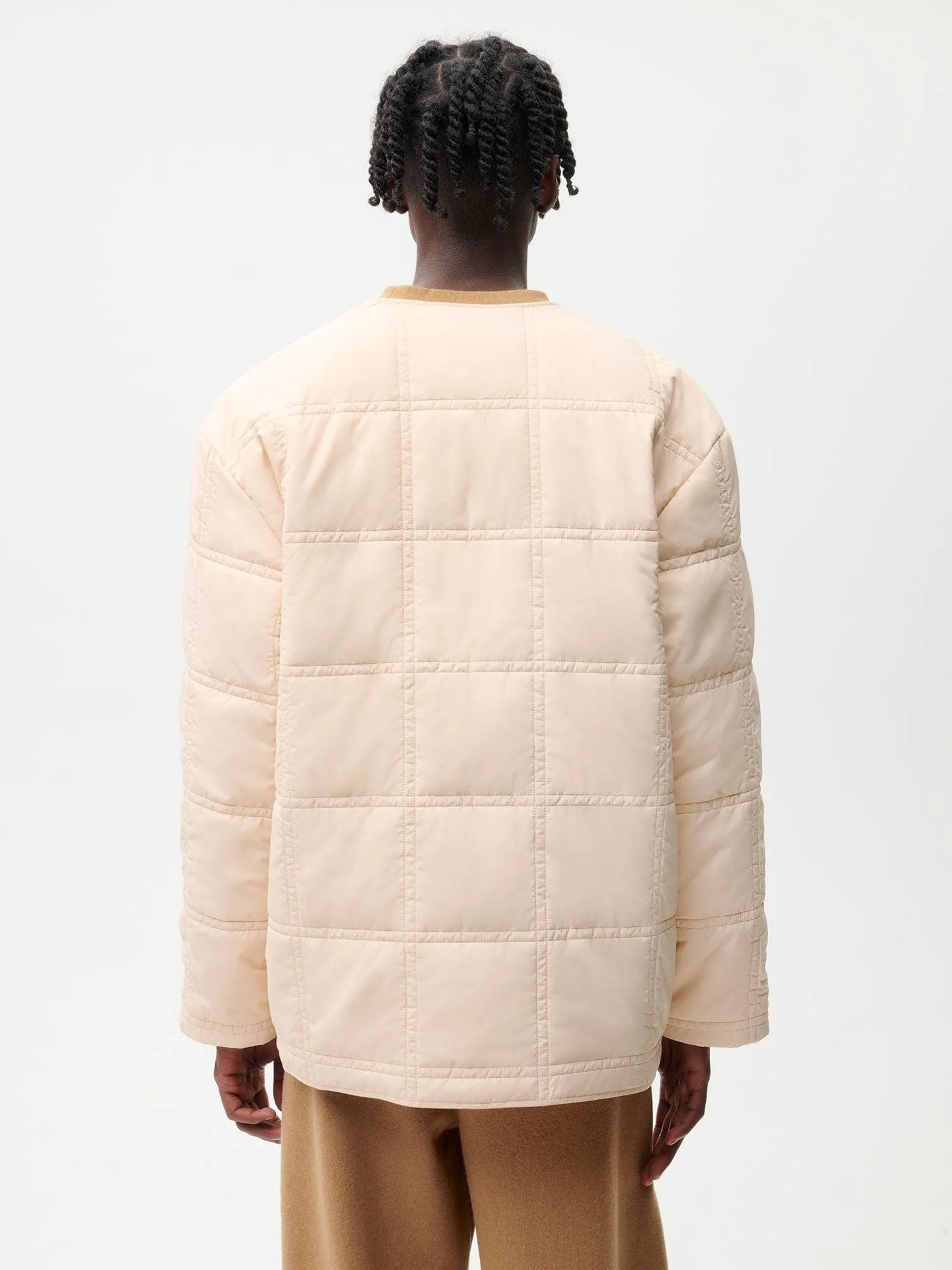Mens Flower-Warmth Quilted Collarless Jacketsand