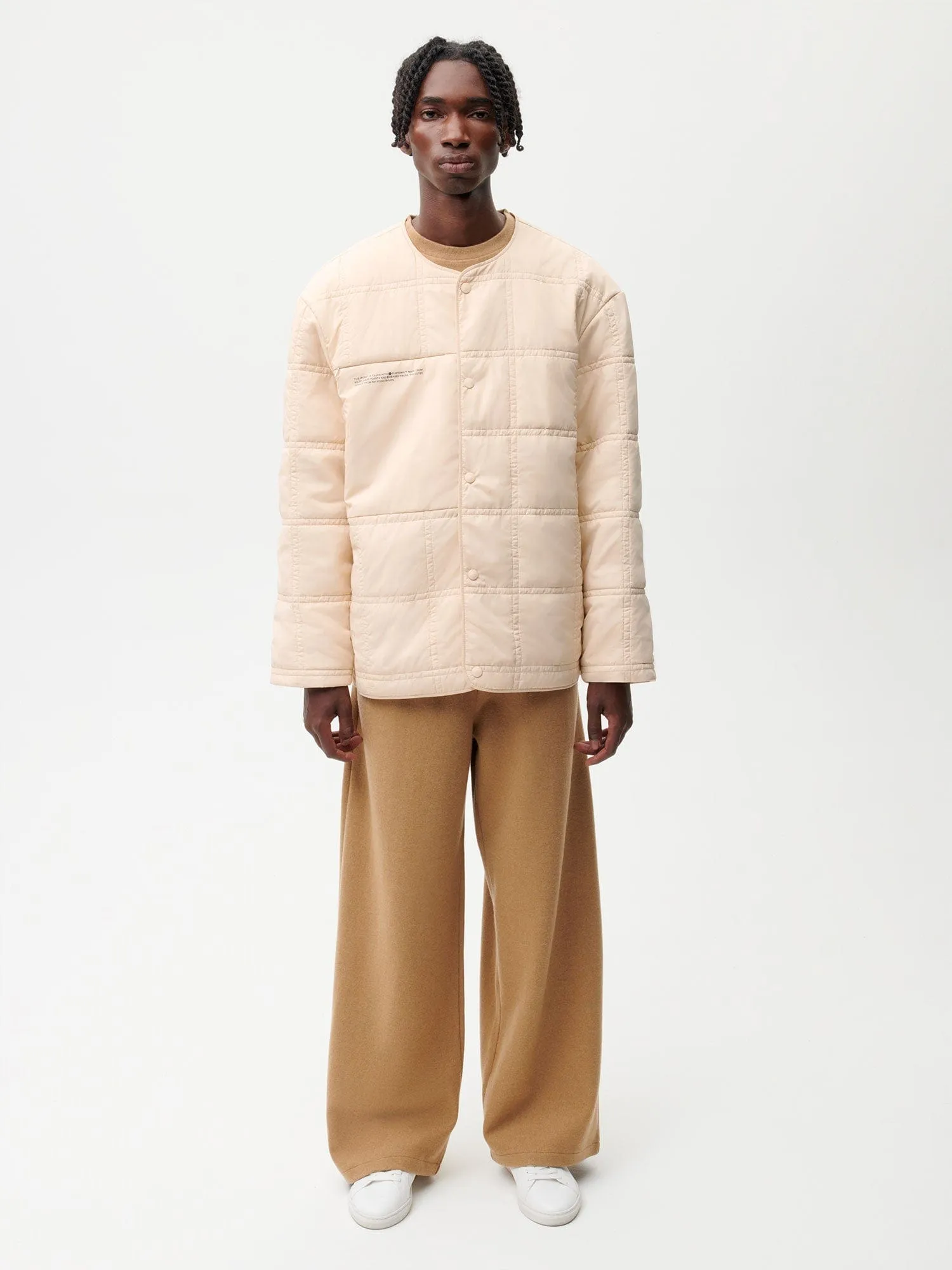 Mens Flower-Warmth Quilted Collarless Jacketsand