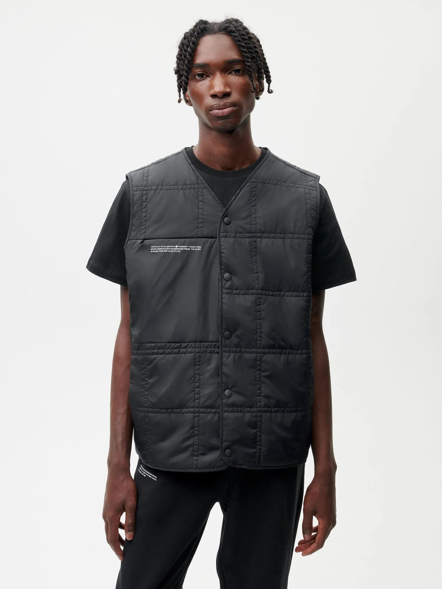 Mens Flower-Warmth Quilted Giletblack