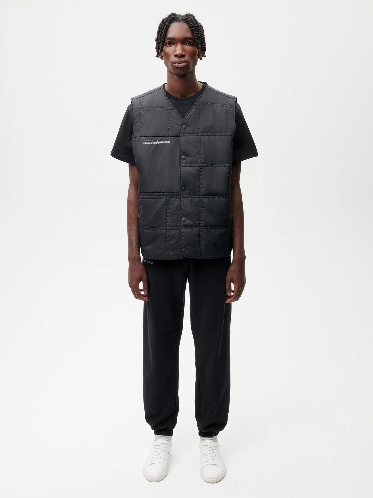 Mens Flower-Warmth Quilted Giletblack