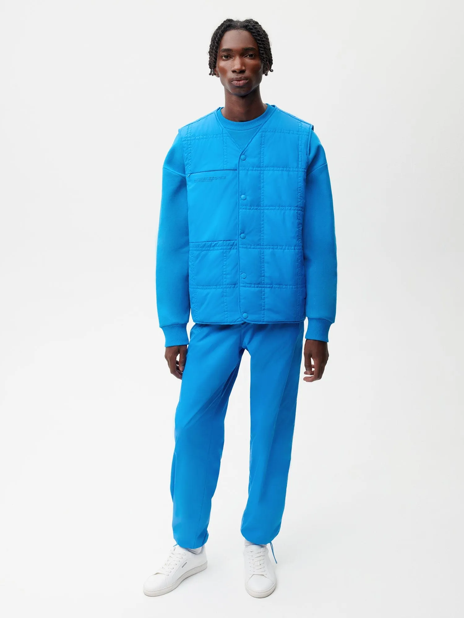 Mens Flower-Warmth Quilted Giletcerulean blue