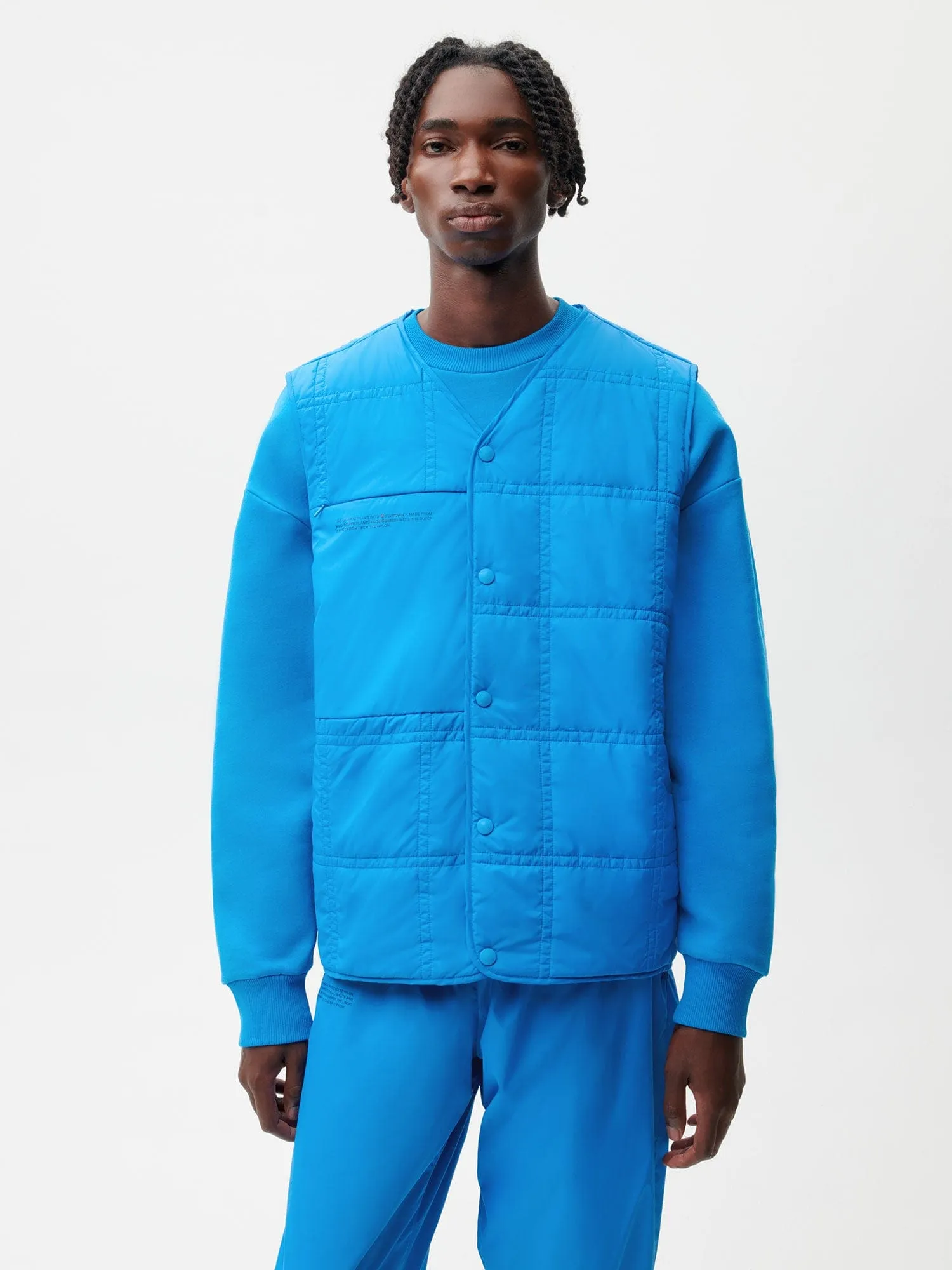 Mens Flower-Warmth Quilted Giletcerulean blue